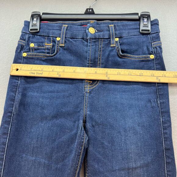 7 For All Mankind Jean Women's 25 (2) Dark Blue The High Waist Ankle Skinny - Picture 13 of 16